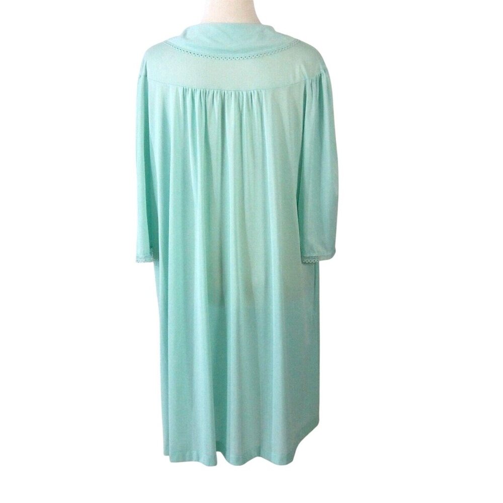 Lorraine Size Medium Button Front Robe Green Nylo… - image 7